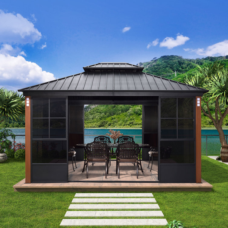 SummerBella Double Tier 14 Ft. W x 12 Ft. D Metal Patio Gazebo | Wayfair